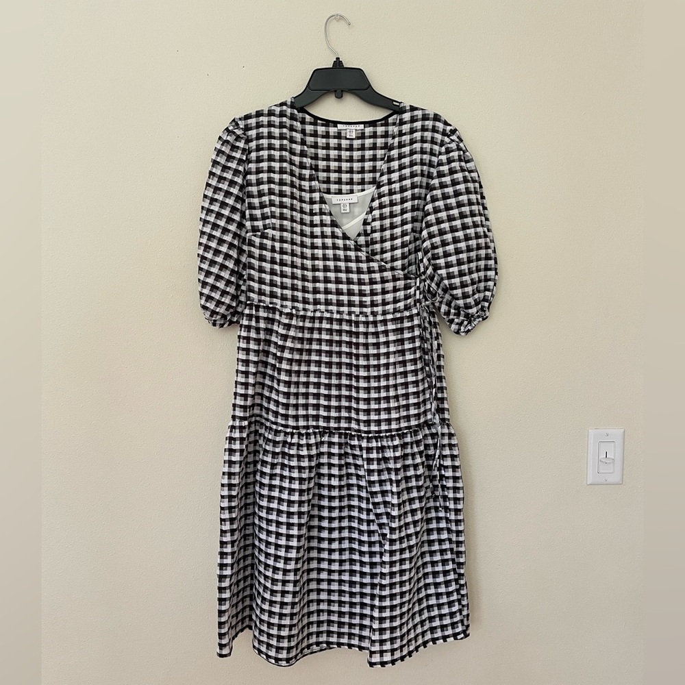 🌷 Topshop Monochrome Checkered Midi Dress #43